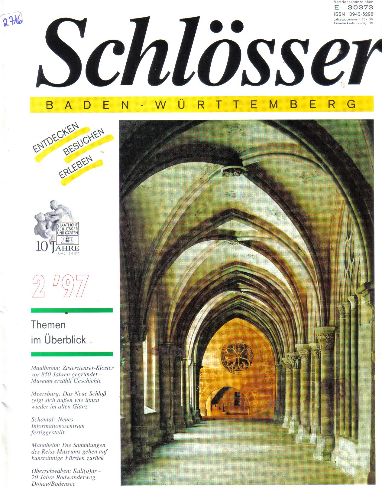 Schloesser Baden Wuerttemberg  Zeitschrift  2/97