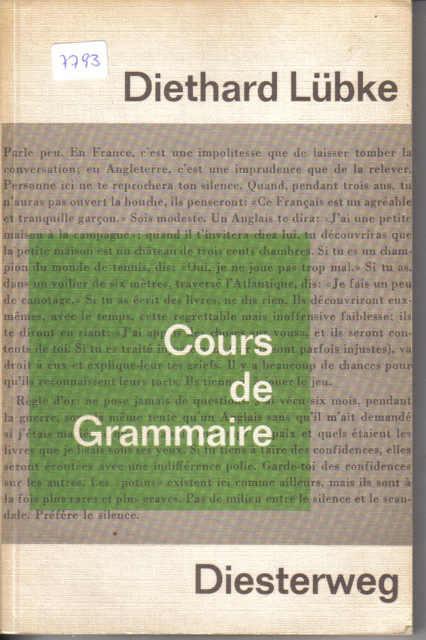 Cours de GrammaireDiethard Luebke