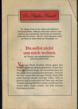 Dr. Stefan Frank  Du sollst nicht um mich weinen