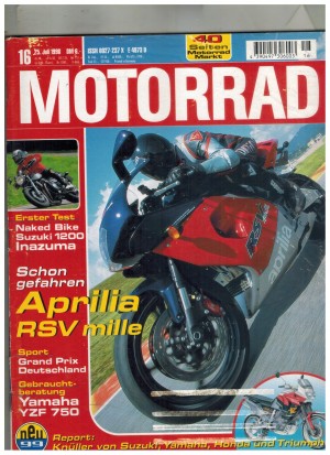 MOTORRAD Heft 16/1998 Aprilia RSV mille