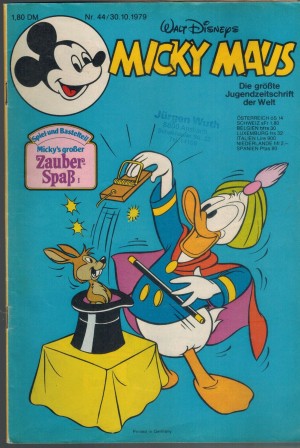Micky Maus Nr. 44/1980 DONALD DUCK - Das Pokalspiel DANIEL DUESENTRIEB  - Eine SchnapsideeTICK, TRICK UND TRACK - Grund zum Auswandern MIKY MAUS - Das Geheimnis des Kriminal-Museums