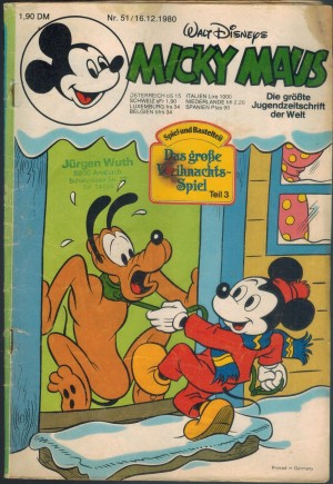 Micky Maus Nr. 51/1980 Donald Duck - Fast eine Weihnachtskatastrophe DER KLEINE WOLF - Leseratten MICKY MAUS - Gruesse zum Fest