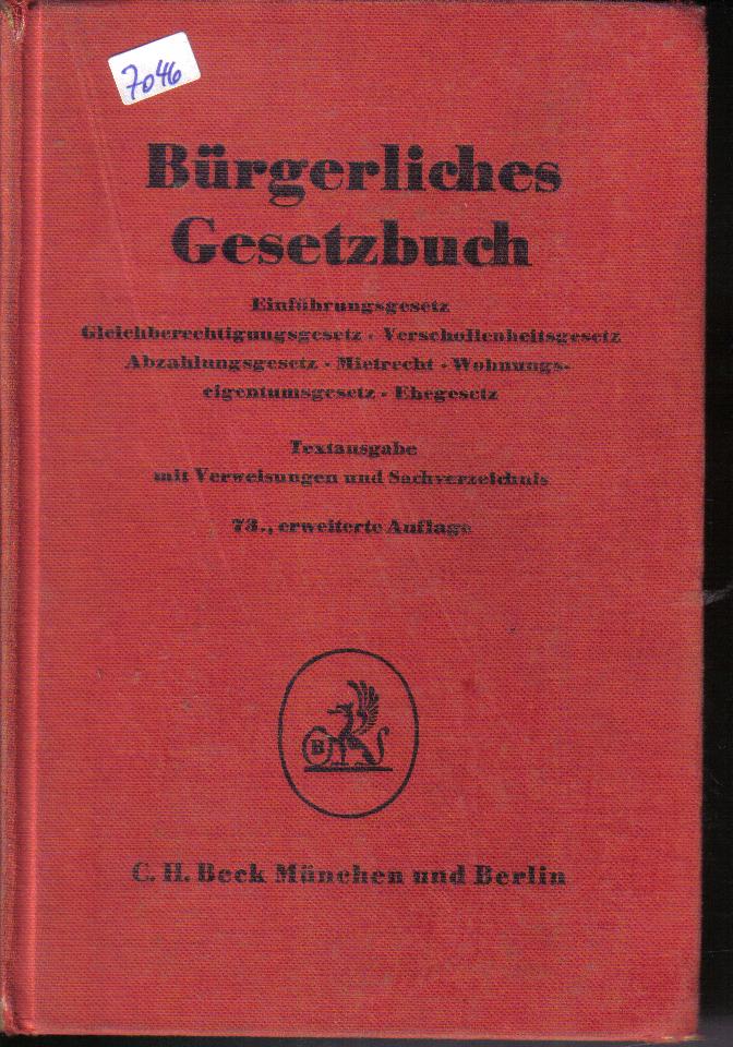 Buergerliches Gesetzbuch.73. erweiterte Auflage