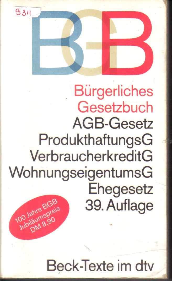 BGB 39. Auflage